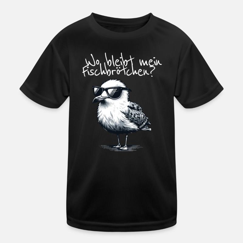 Where's My Fish Sandwich Cool Seagull Saying Kids Functional T-Shirt