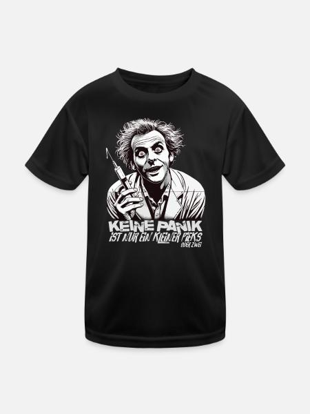 Verrückter Arzt Keine Panik Spritze - Kinder Funktions-T-Shirt - Schwarz - Vorne