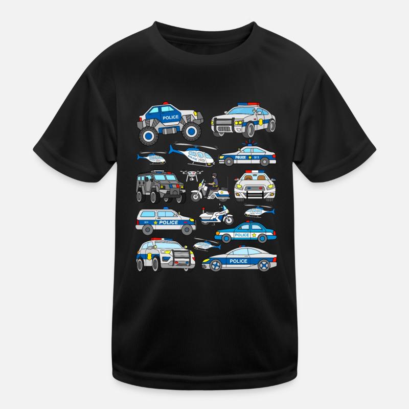 Polizeiauto Kinder Polizei Motorrad Hubschrauber Kinder Funktions-T-Shirt