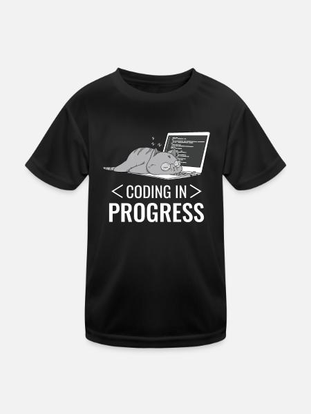 Programmieren Computer Nerd Katze - Kinder Funktions-T-Shirt - Schwarz - Vorne