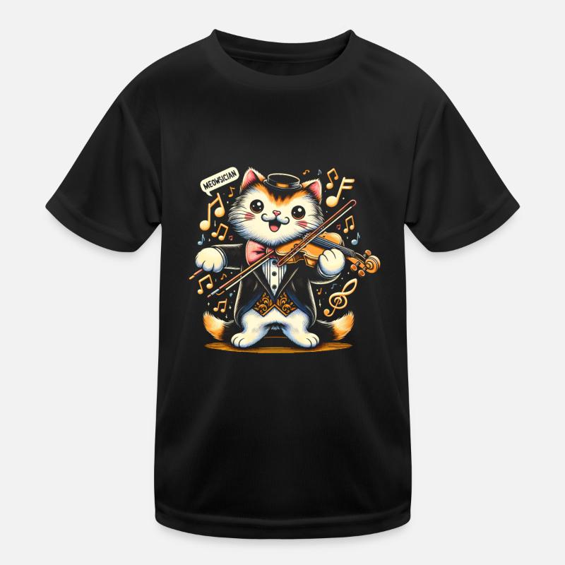 meowsicion - Katzengeige Kinder Funktions-T-Shirt