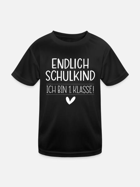 Endlich Schulkind - Ich bin 1. Klasse! - Kinder Funktions-T-Shirt - Schwarz - Vorne