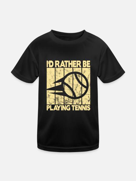 I'd rather be playing tennis - Kids Functional T-Shirt - black - Front