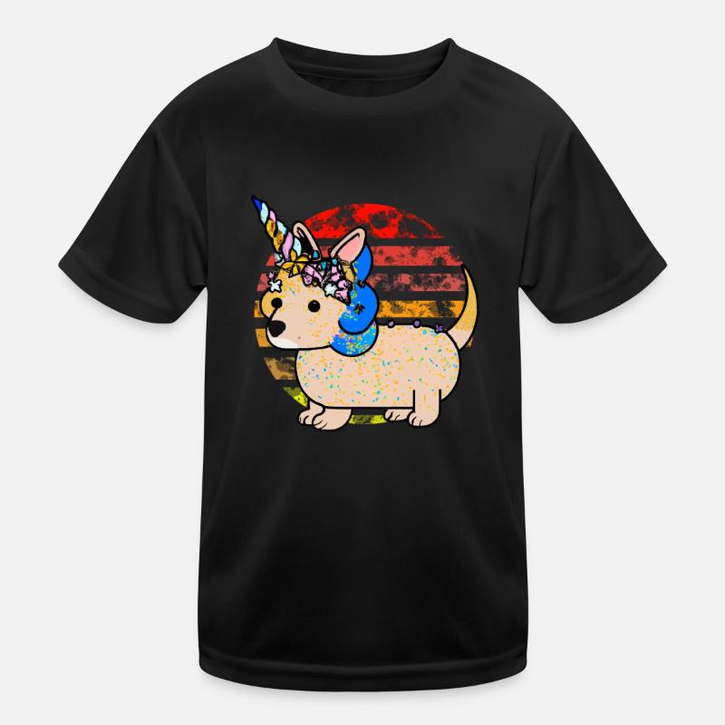 Dackel Einhorn Kinder Funktions-T-Shirt