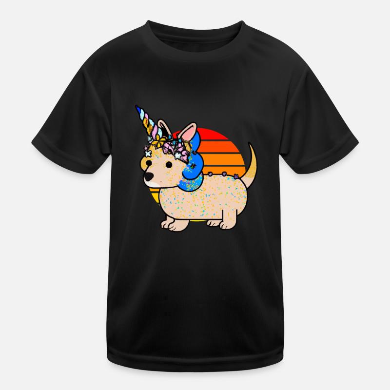 Licorne teckel Coucher de soleil T-shirt sport Enfant