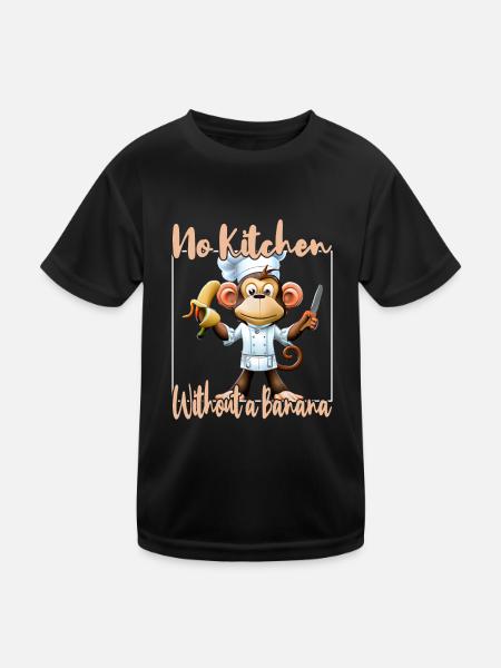 Küchenaffe Banana Vibes - Kinder Funktions-T-Shirt - Schwarz - Vorne