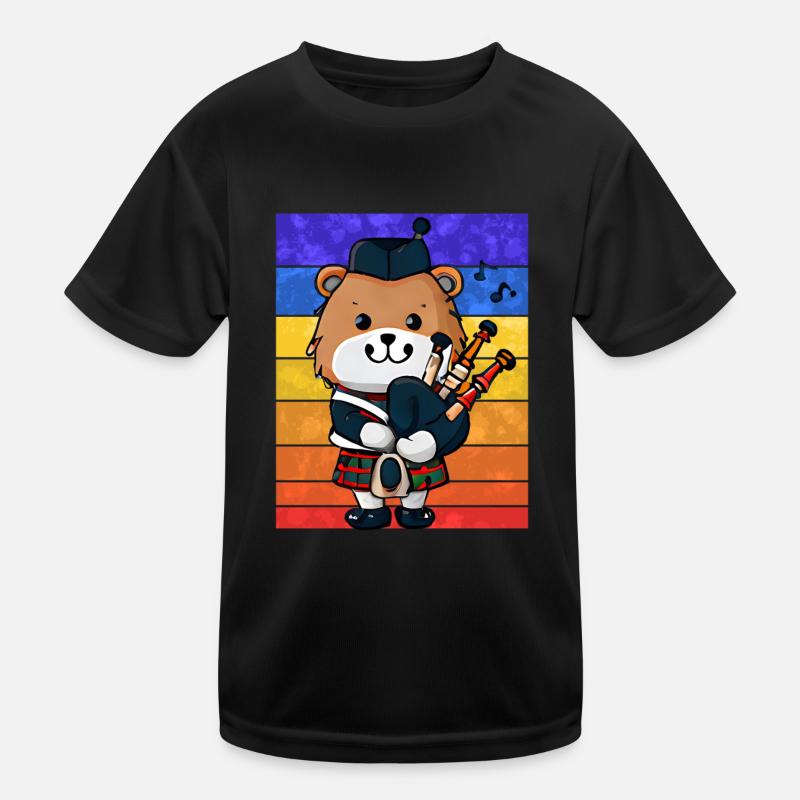 Scottish Bagpipe Bear Kids Functional T-Shirt