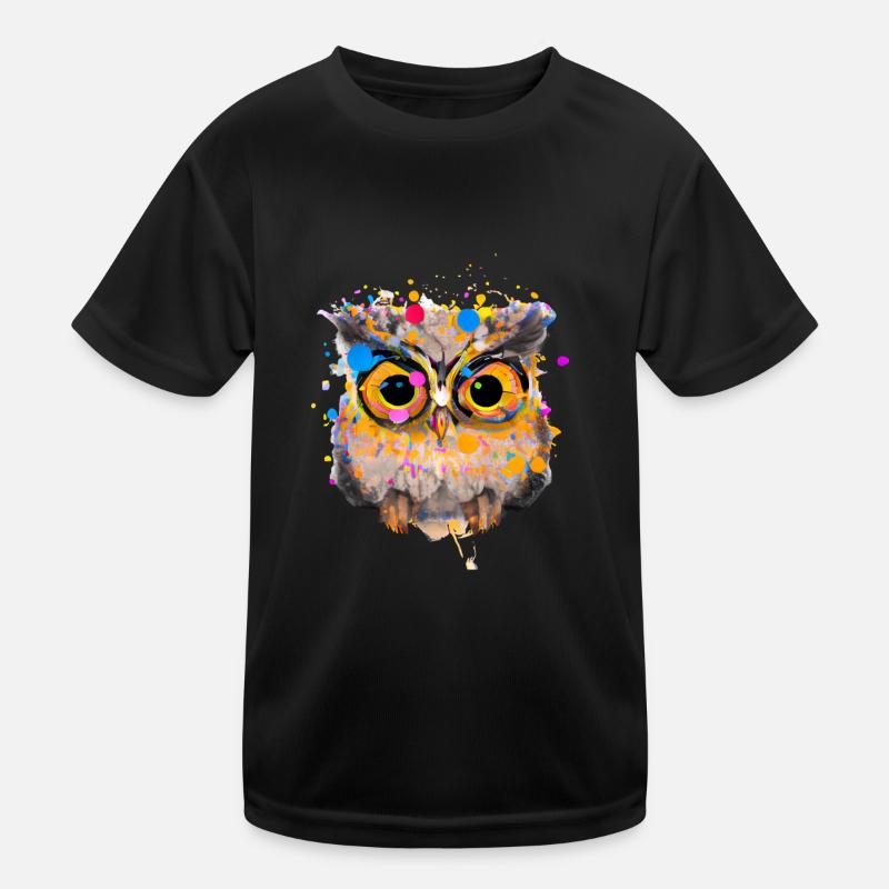 Farbenfrohe Eulen-Illustration Kinder Funktions-T-Shirt