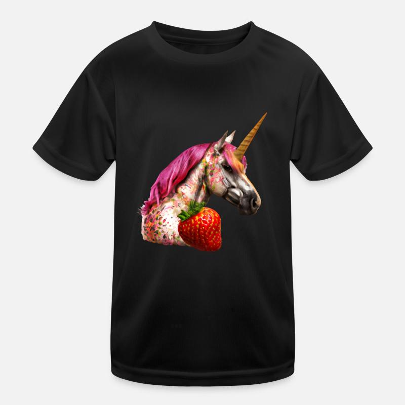 Erdbeer Einhorn Design Kinder Funktions-T-Shirt