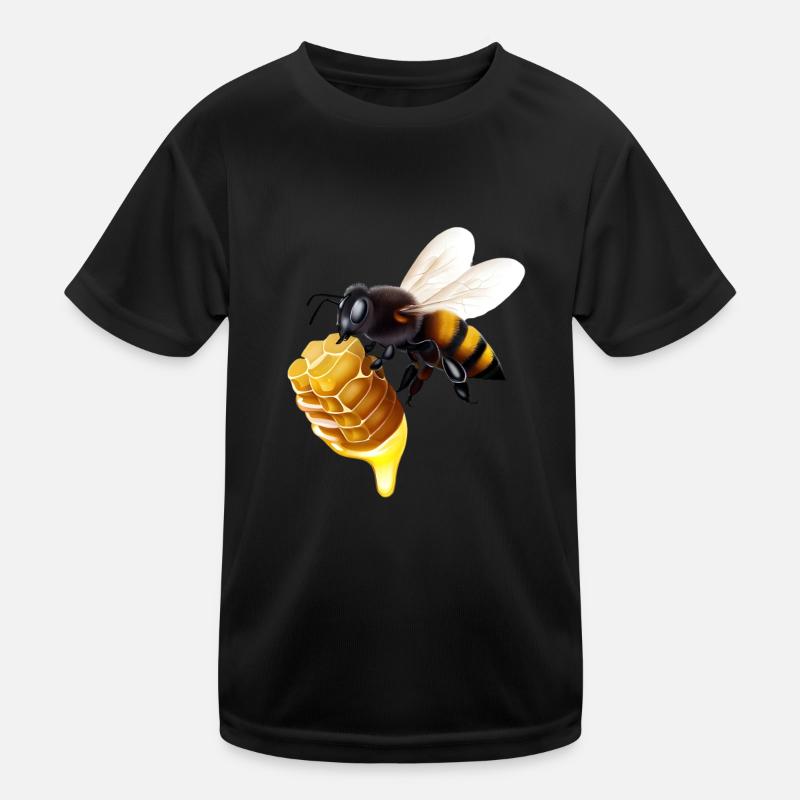 Biene mit Honigwabe Kinder Funktions-T-Shirt