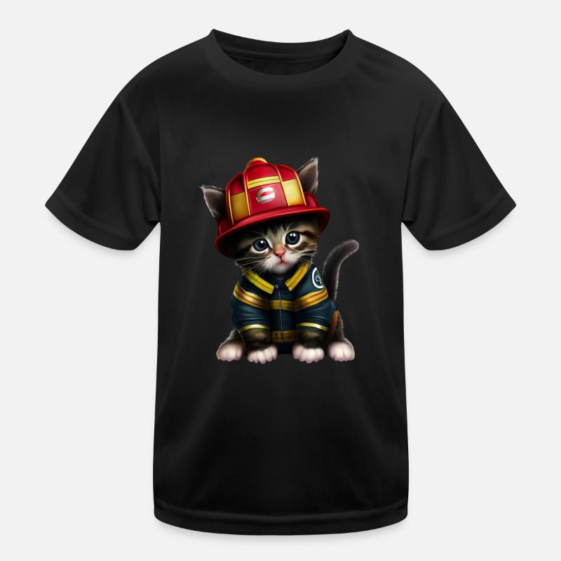 Feuerwehr Katze Kinder Funktions-T-Shirt