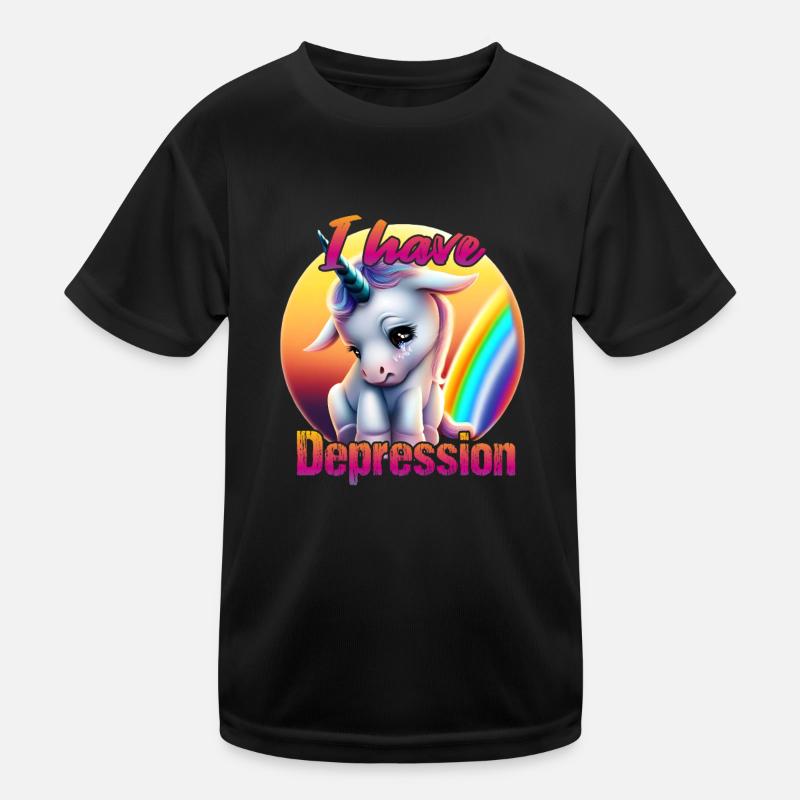Depressed unicorn in sunset Kids Functional T-Shirt