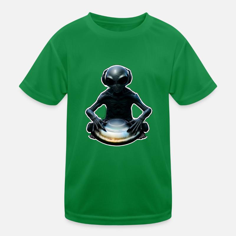 Alien Handpan Player Kids Functional T-Shirt
