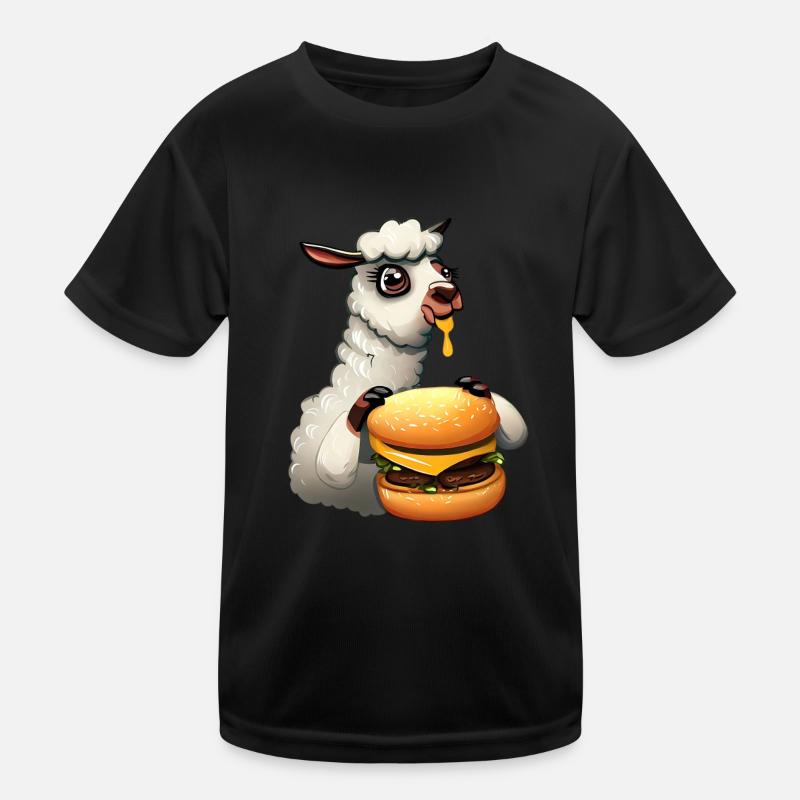 Cheeseburger essendes Lama Kinder Funktions-T-Shirt