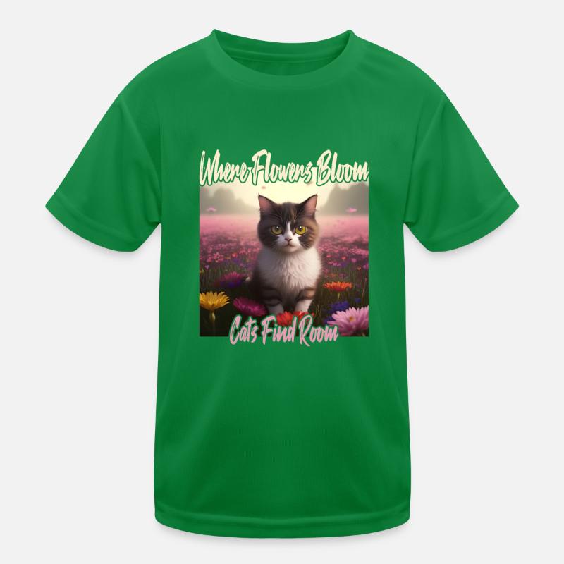 Chat dans la mer de fleurs T-shirt sport Enfant