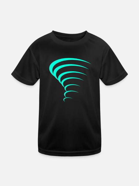 Tornado Design - Kinder Funktions-T-Shirt - Schwarz - Vorne