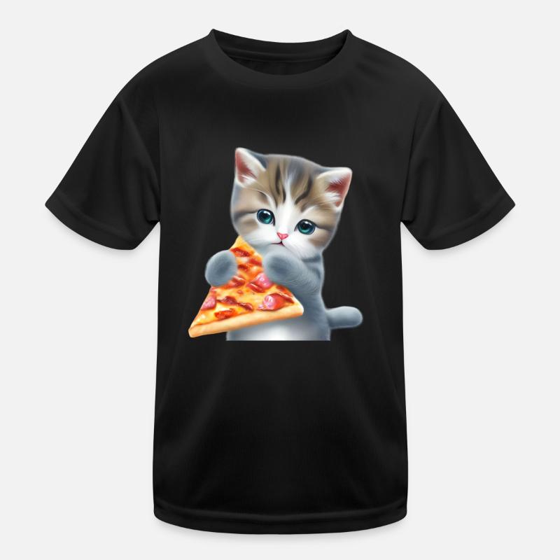 Pizza Katze Kinder Funktions-T-Shirt