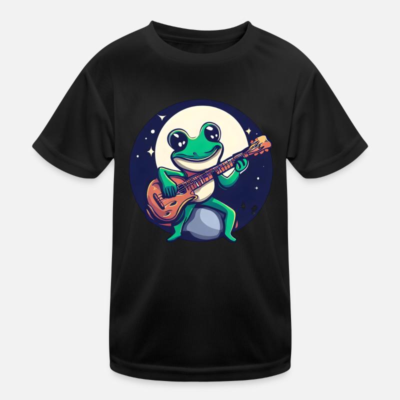 Frosch Gitarre Mondschein Kinder Funktions-T-Shirt
