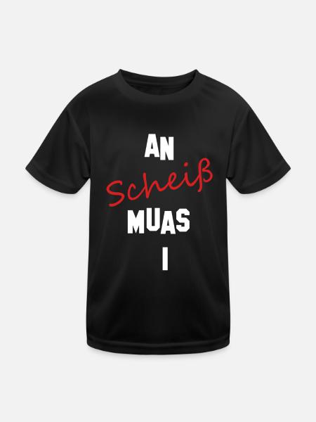 an scheiß muas i - Kinder Funktions-T-Shirt - Schwarz - Vorne