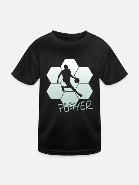 Basketballer Bball Basketball - Kinder Funktions-T-Shirt - Schwarz - Vorne