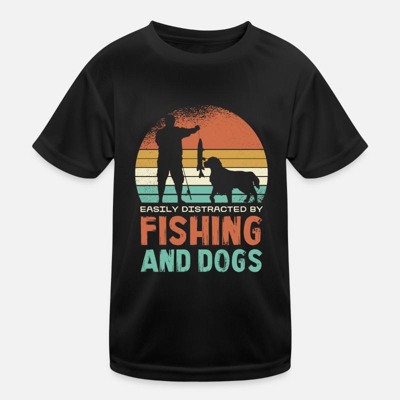 Facilement distrait par la pêche et les chiens T-shirt sport Enfant
