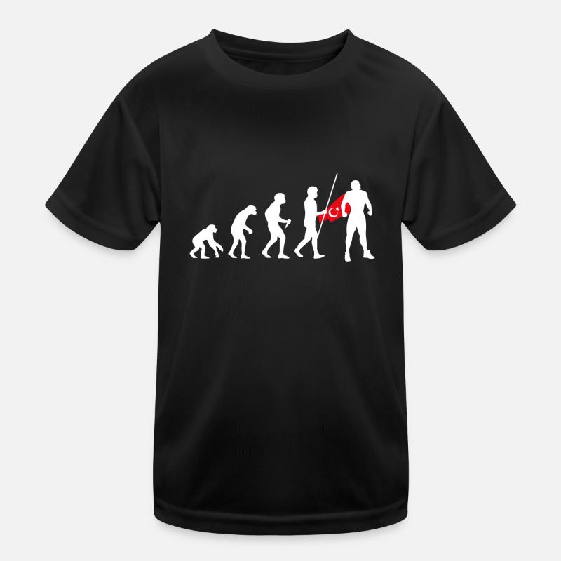 Türke Evolution Superheld Türkische Flagge Umhang Kinder Funktions-T-Shirt