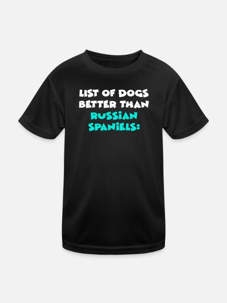 Russian Spaniels - Kinder Funktions-T-Shirt - Schwarz - Vorne