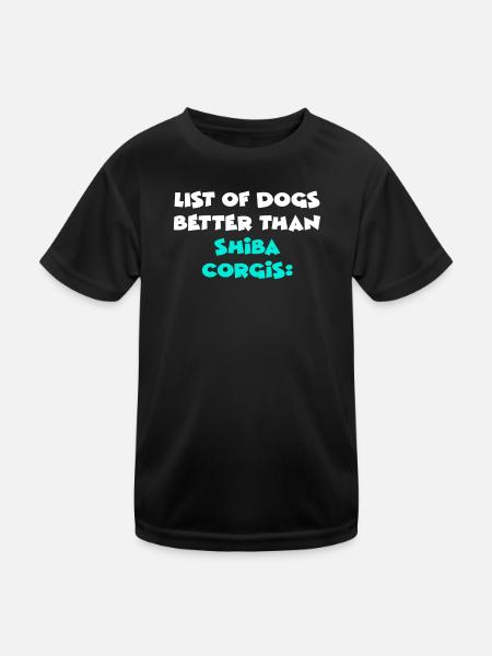 Shiba Corgis - Kinder Funktions-T-Shirt - Schwarz - Vorne