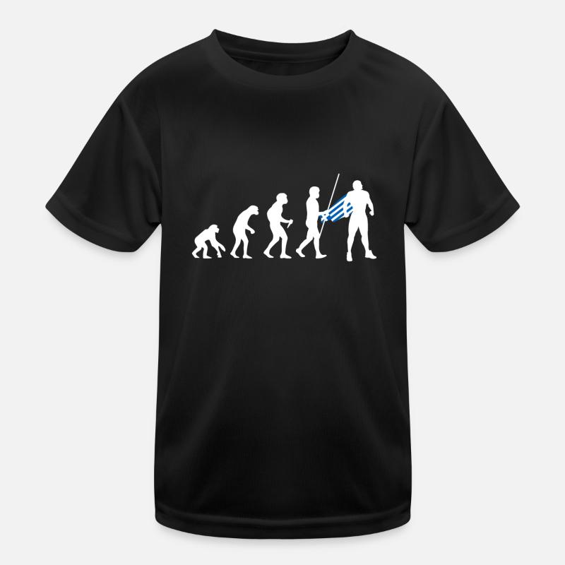 Grieche Evolution Superheld Griechische Flagge - Kinder Funktions-T-Shirt - Schwarz