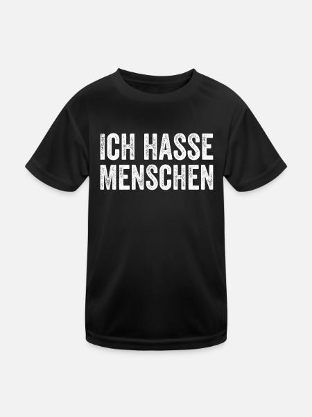 Ich hasse Menschen - Kinder Funktions-T-Shirt - Schwarz - Vorne