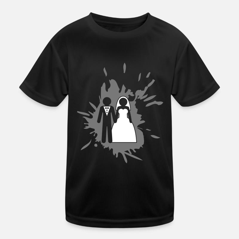 klecks graffiti spritzer tropfen ehepaar ehering k - Kinder Funktions-T-Shirt - Schwarz
