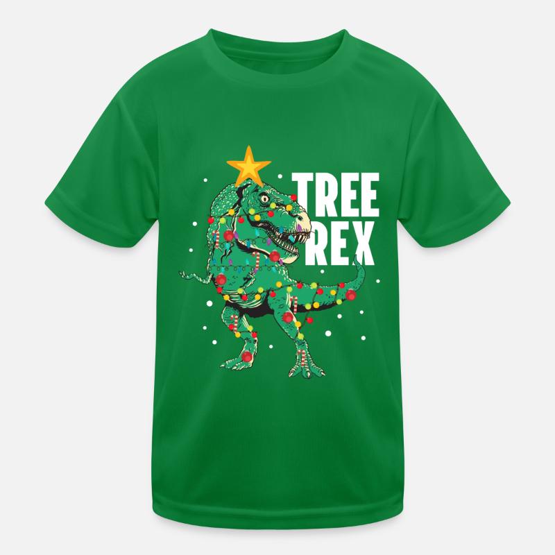 Tree Rex Funny T-Rex Lover Dinosaur Christmas Tree Kids Functional T-Shirt