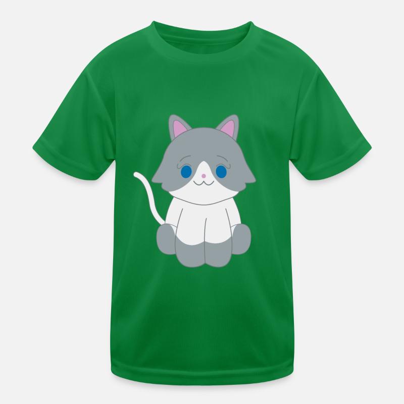 Chat gris et blanc T-shirt sport Enfant