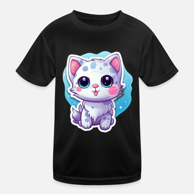 "Space Kitty: Floatastic & Adorable!" - Kinder Funktions-T-Shirt - Schwarz