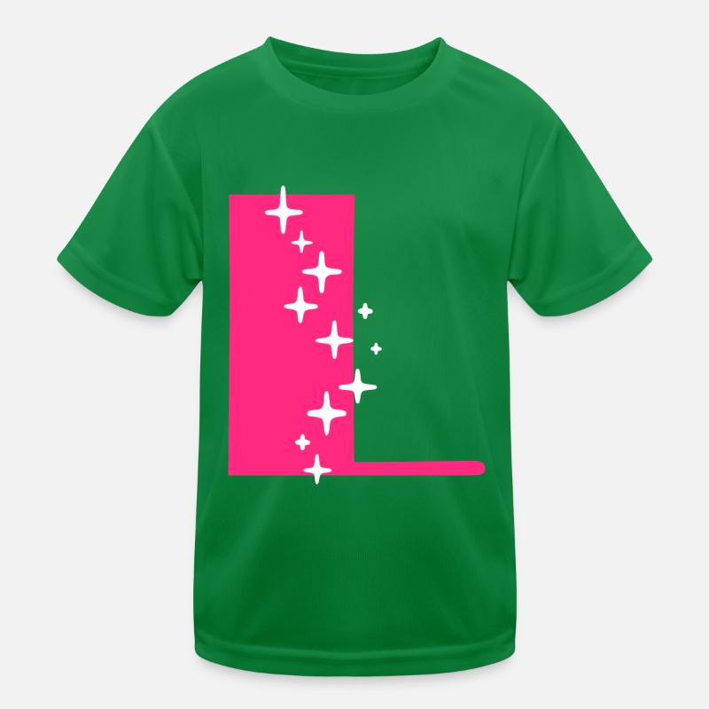 Buchstabe L Glitzer Kinder Funktions-T-Shirt