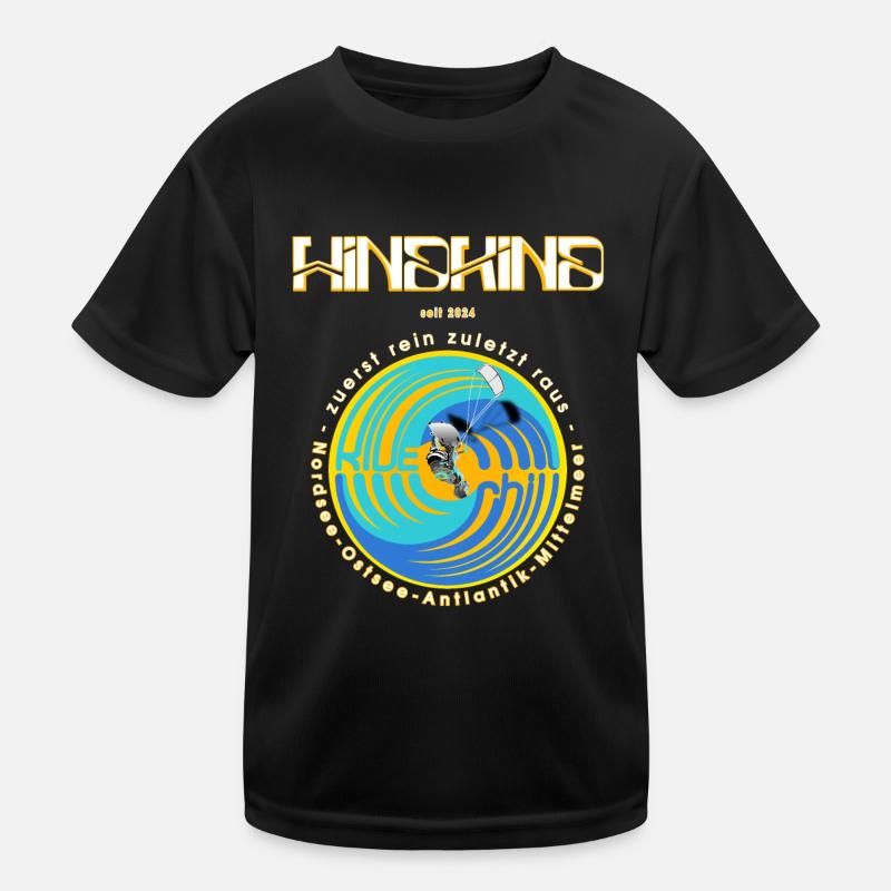 Kitesurfing - Kinder Funktions-T-Shirt - Schwarz