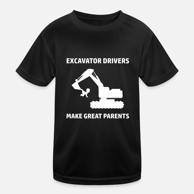 Excavatrice Conception de pilote de pelle Construction Worker Construction Machine T-shirt sport Enfant