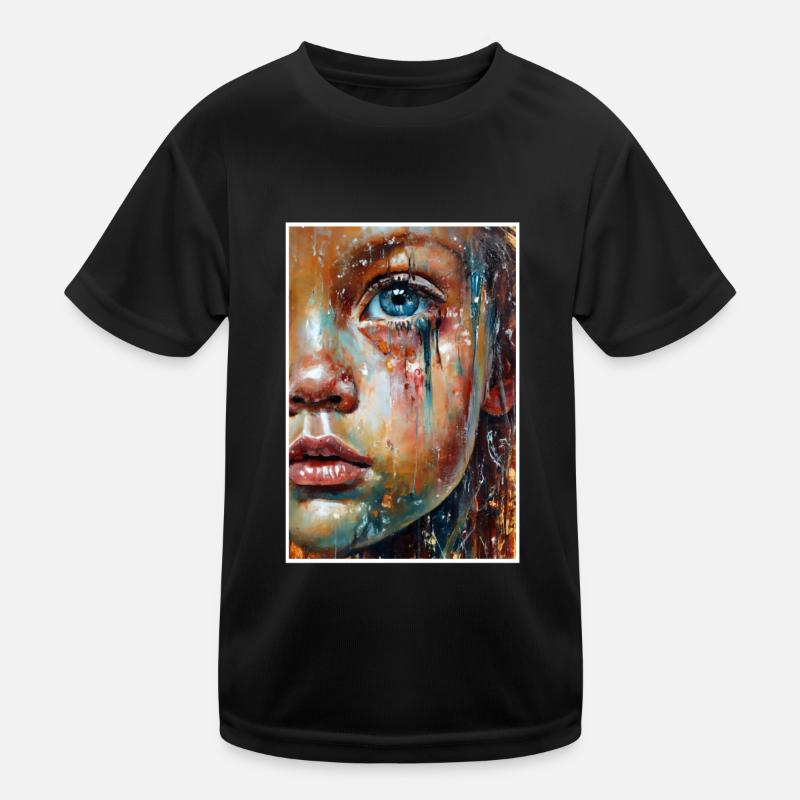 Abstraktes trauriges Mädchen Unglückliche Menschen Kinder Funktions-T-Shirt