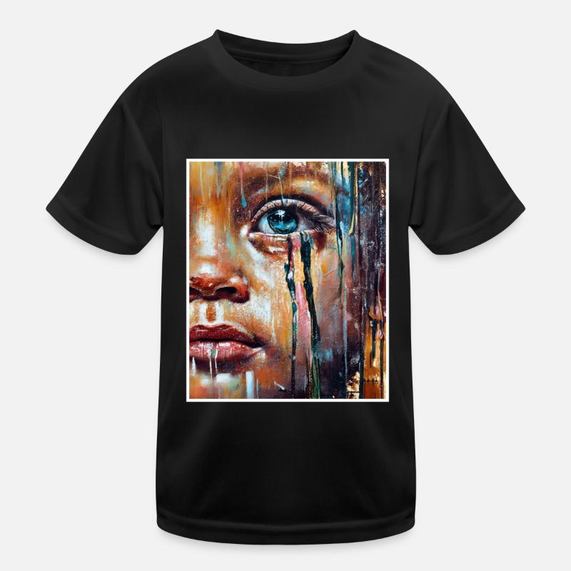 Abstraktes trauriges Mädchen Unglückliche Menschen Kinder Funktions-T-Shirt