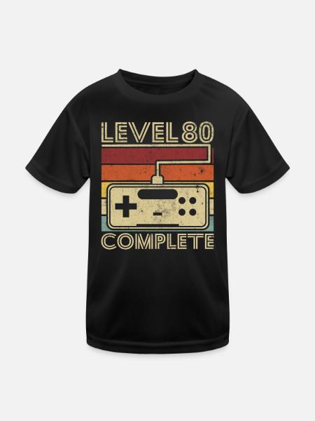 Level 80 complete Gift 80 years Birthday - Kids Functional T-Shirt - black - Front