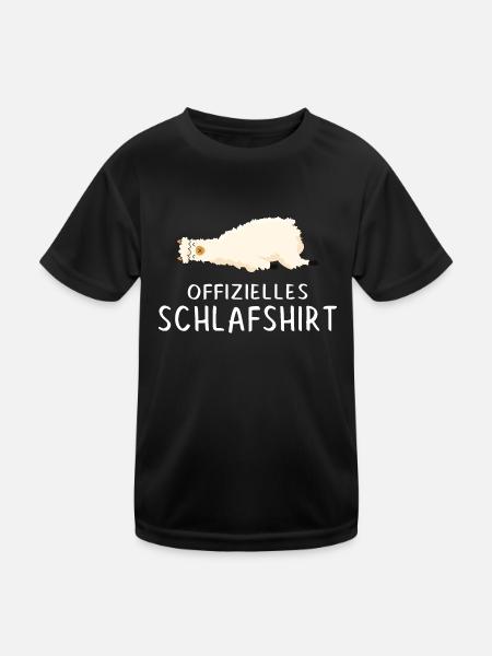 Offizielles Schlafshirt Lama Pyjama Schlafen - Kinder Funktions-T-Shirt - Schwarz - Vorne