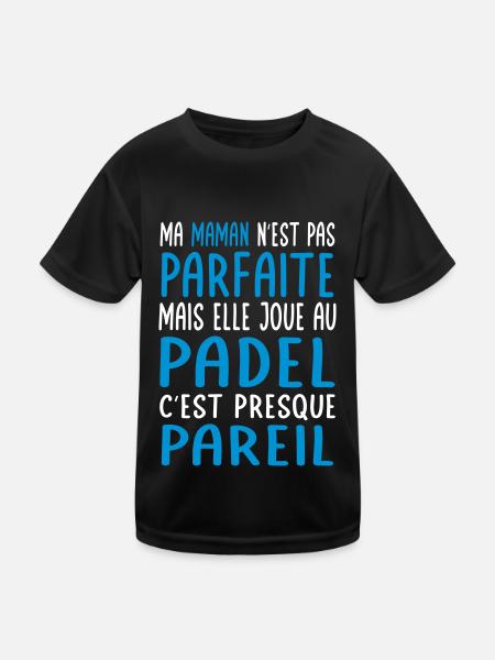 Ma maman n'est pas parfaite - Padel - T-shirt sport Enfant - noir - Devant