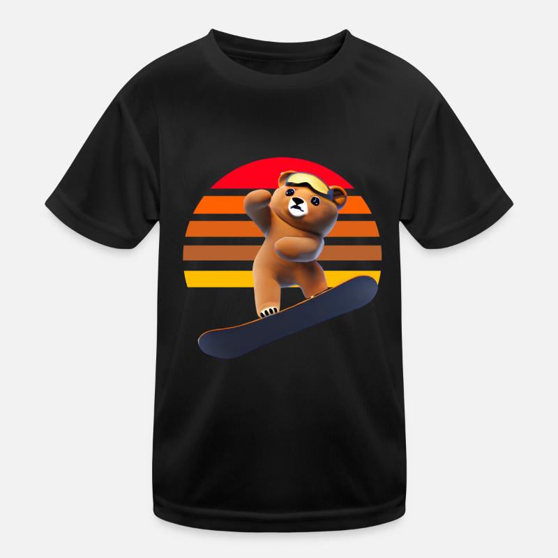 Snowboardender Bär Kinder Funktions-T-Shirt