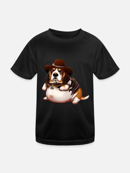Fat Beagle Cowboy - Kids Functional T-Shirt - black - Front
