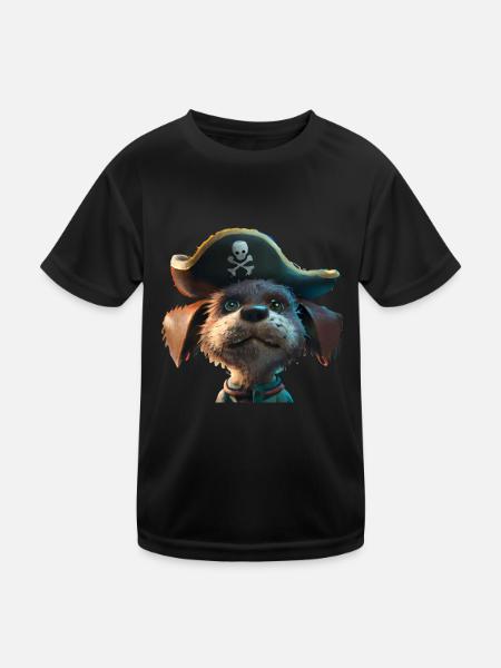 Pirate dog - Kids Functional T-Shirt - black - Front