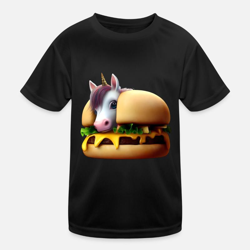Einhorn Cheeseburger Kinder Funktions-T-Shirt