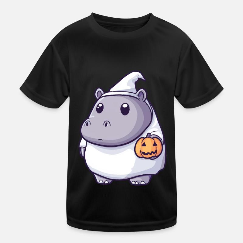 Nilpferd Halloween Comic Geist Kinder Funktions-T-Shirt