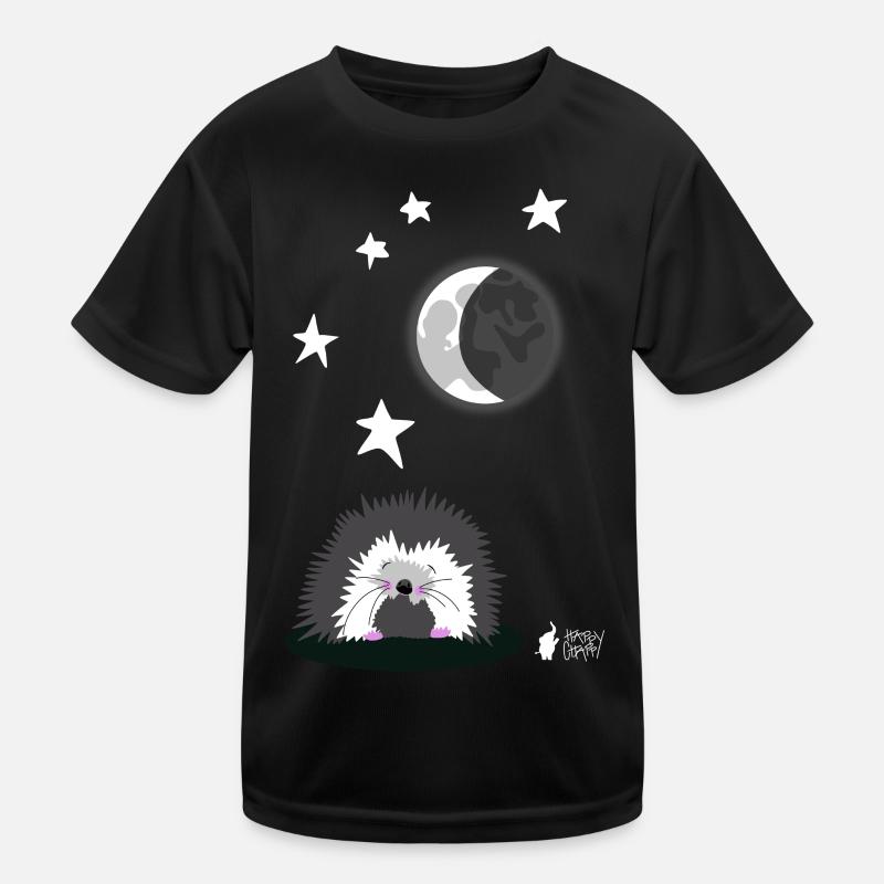 Hedgehogs in the moonlight - Kids Functional T-Shirt - black