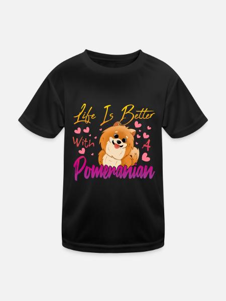 Pomeranian Liebhaber - Kinder Funktions-T-Shirt - Schwarz - Vorne