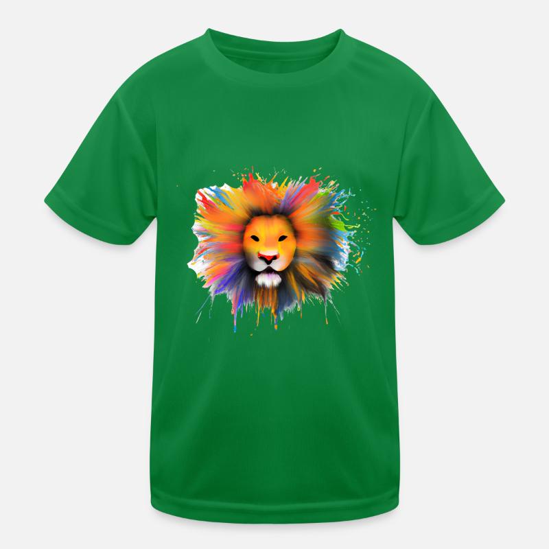 Bunter Löwe Kinder Funktions-T-Shirt